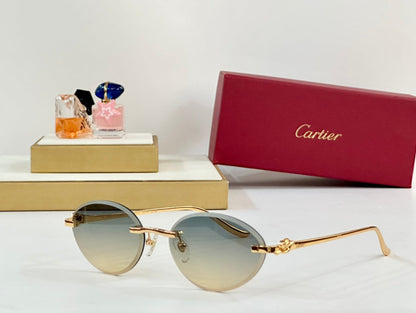 PANTHÈRE RIMLESS ROUND FRAME SUNGLASSES CT0504S IN METAL
