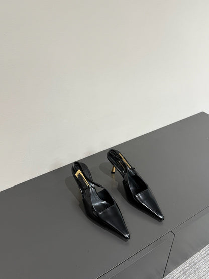 LEE SLINGBACK PUMPS 75 MM IN BLACK PATENT CALFSKIN