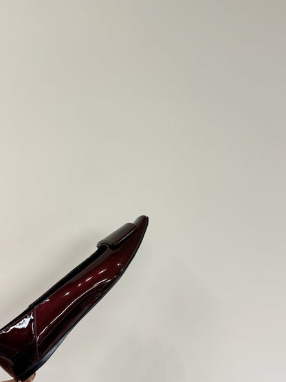 POPPY BALLET FLATS IN GARNET RED GLOSSY LAMBSKIN