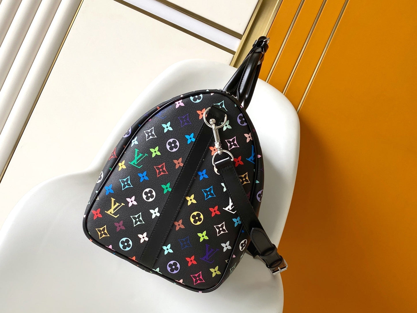 KEEPALL BANDOULIÈRE 50 BAG IN MULTICOLORED MONOGRAM COATED CANVAS