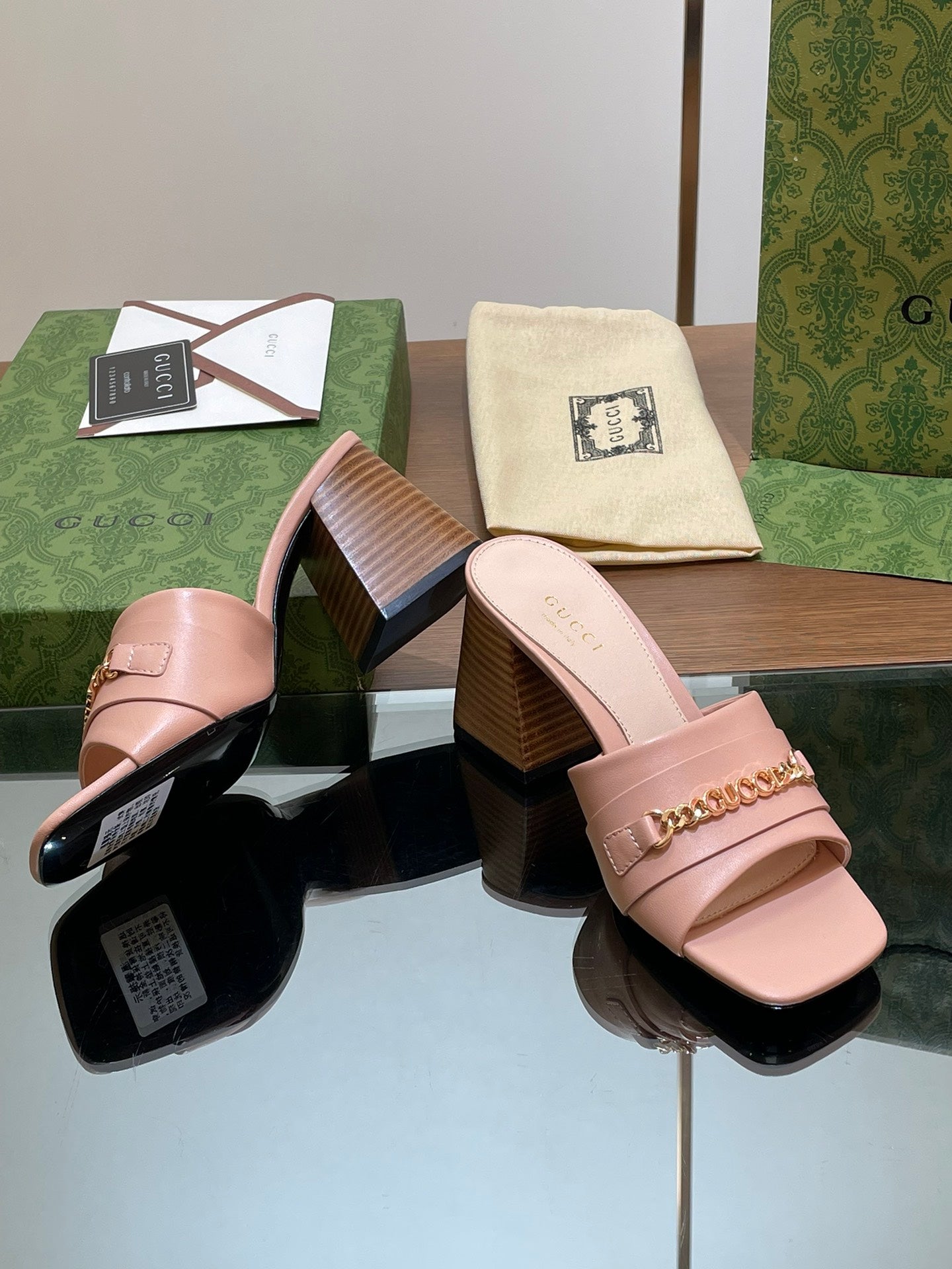 GG SIGNORIA SLIDE SANDAL PASTEL PINK DENIM