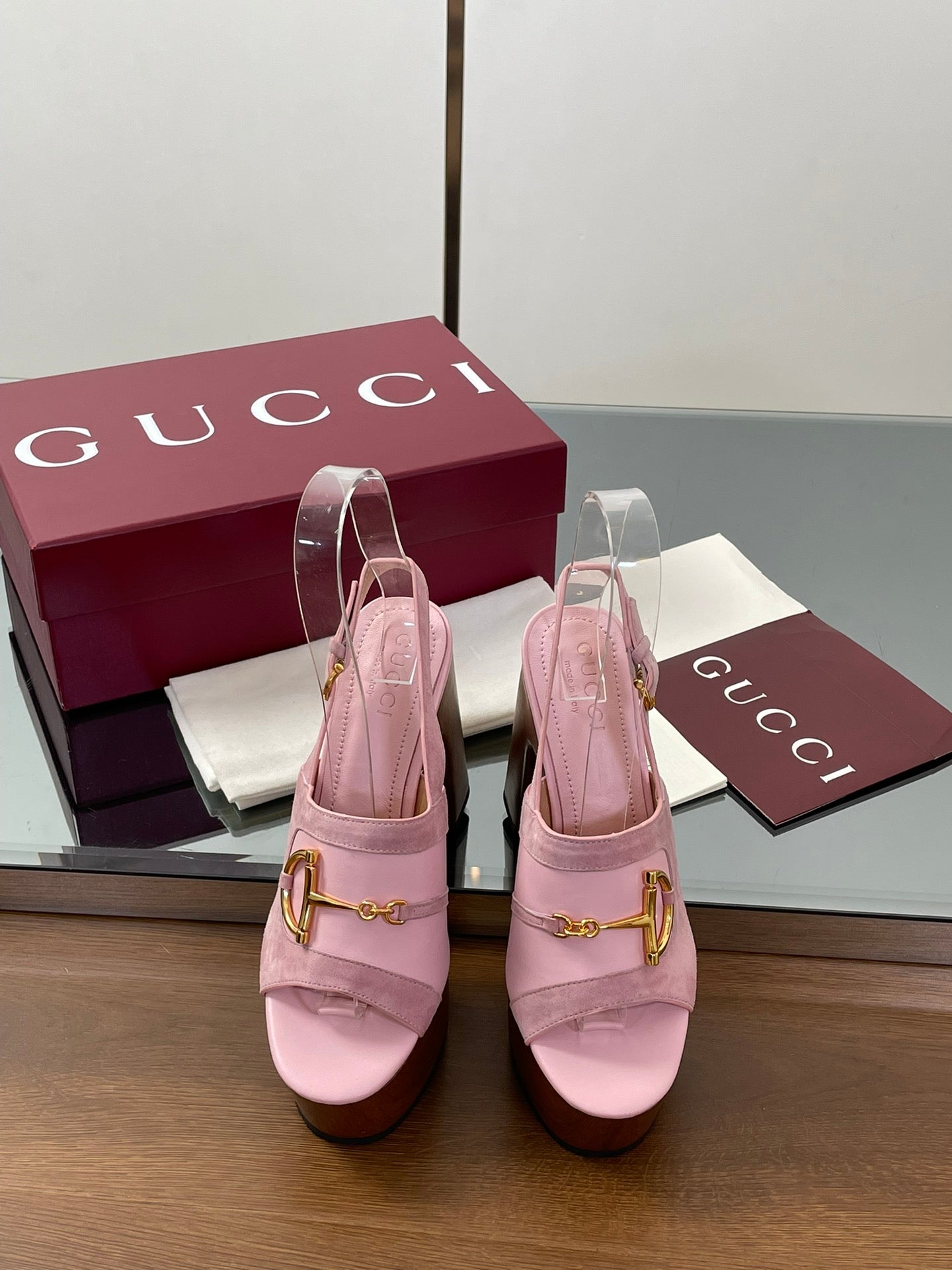 HIGH HEEL SANDALS 13 CM IN PINK CALFSKIN MIX SUEDUE GOLD HARDWARE