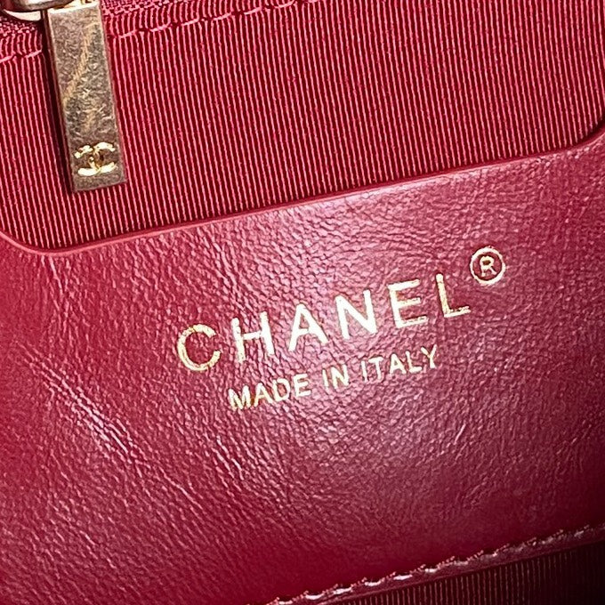 BOWLING BAG 29 IN RED CALFSKIN GOLD HARDWARE