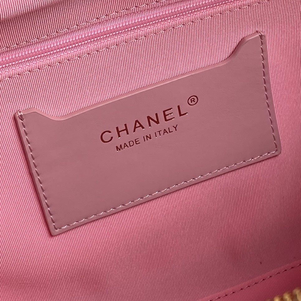 BOWLING BAG 29 IN BABY PINK CALFSKIN GOLD HARDWARE