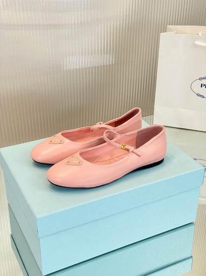PRA NAPPA MARY JANE FLAT ROSE LAMBSKIN