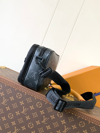 NANO ALPHA BAG 24 IN BLACK MONOGRAM ECLIPSE CANVAS AND COWHIDE