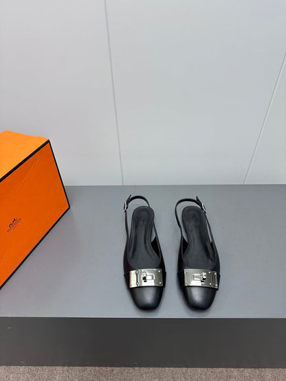 INNOCENTE SLINGBACK IN BLACK CALFSKIN