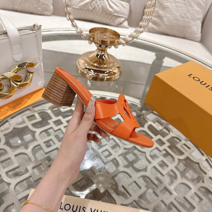 ISOLA HIGH 55 MM MULE IN VIVID ORANGE CALFSKIN