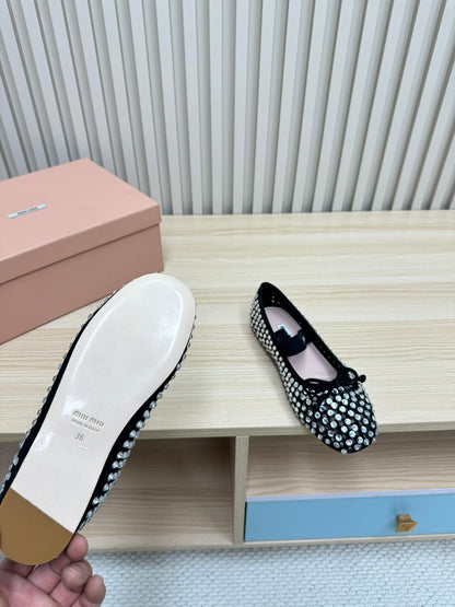 RHINESTONES MARY JANE FLATS IN BLACK SUEDE