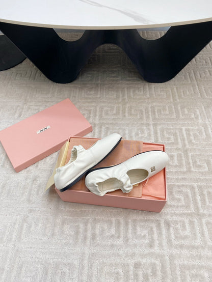 MARY JANE FLATS IN WHITE SMOOTH LAMBSKIN