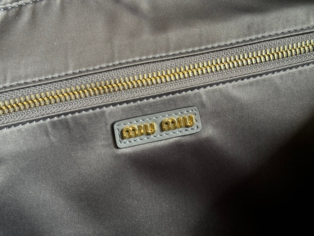 BEAU TOP HANDLE BAG 34 IN DARK GREY SMOOTH CALFSKIN