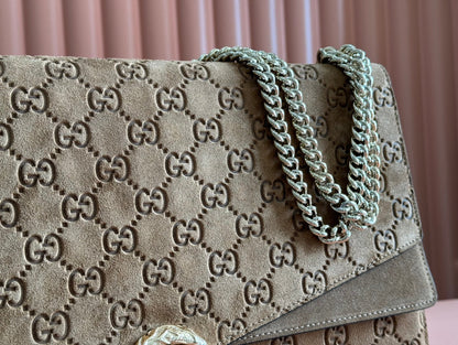 DIONYSUS LAGRE SHOULDER BAG 42 IN BROWN SUEDE