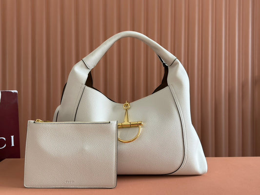 SOFTBIT MAXI SHOULDER BAG 46 IN WHITE GRAINY LAMBSKIN