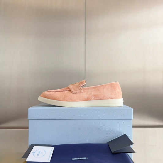 Pra Pink Suede Leather Loafers 25mm Rubber Sole
