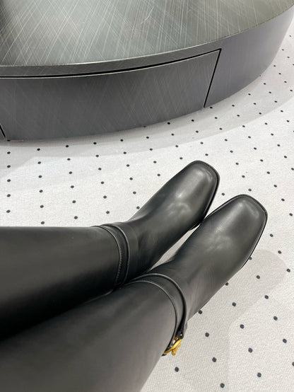 JUSTINE BOOT 6 CM IN BLACK CALFSKIN