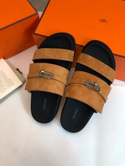 GABRIEL SANDAL MULE IN BRONZE BROWN SUEDE