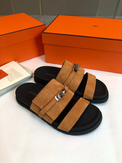 GABRIEL SANDAL MULE IN BRONZE BROWN SUEDE
