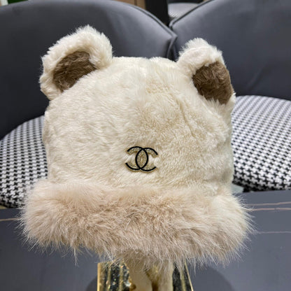 BEANIE HAT IN WHITE LINEN FLEECE AND WOOL 433165