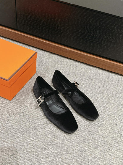 JANE BALLET FLAT BLACK VELVET