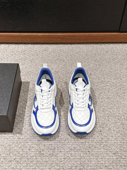 CC CLASSIC SNEAKER IN WHITE MIX COBALT BLUE LAMBSKIN