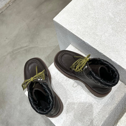 HADDOCK LACE-UP ANKLE BOOT IN CHOCOLATE BROWN CALFSKIN