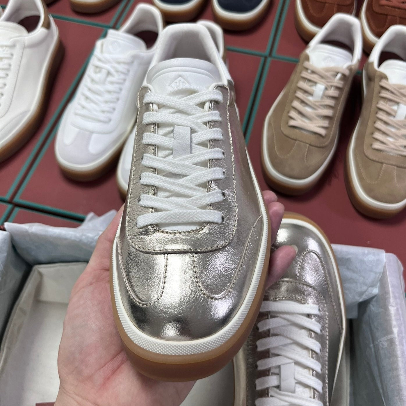 LP TENNIS WALK SNEAKERS SILVER CALFSKIN