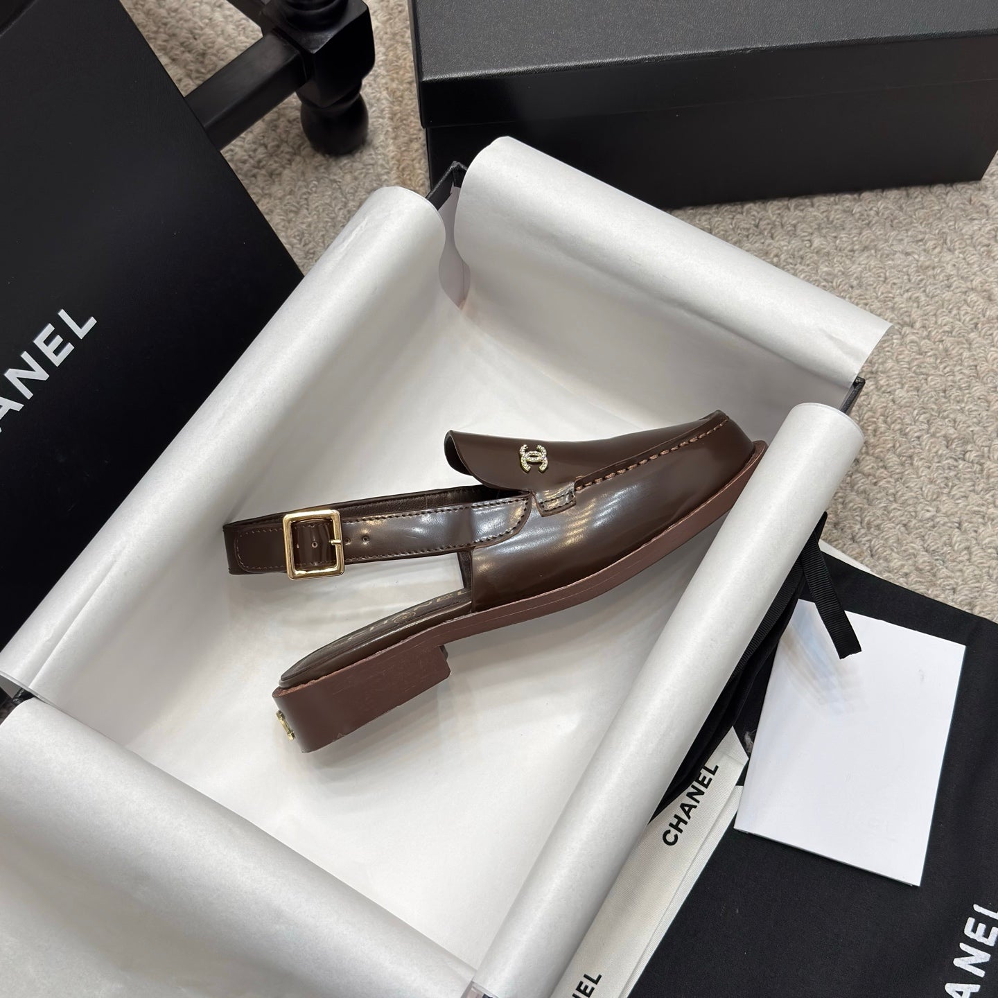 CC 25C Slingback Loafer Chocolate Patent Leather