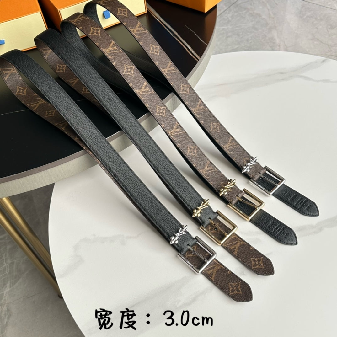 LV BLOOM 30MM BELT IN BROWN MONOGRAM CALFSKIN GOLD HARDWARE