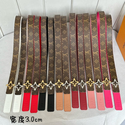 LV  MINI FLOWERGRAM 30MM REVERSIBLE BELT IN BLACK CALFSKIN GOLD HARDWARE