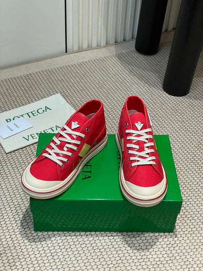 ELIOT SNEAKER IN CHERRY RED CANVAS AND CALFSKIN