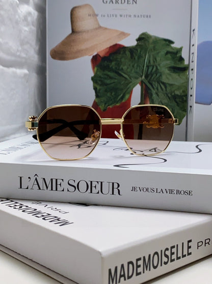 TRIOMPHE SUNGLASS 497822 IN GOLD METAL BROWN SMOKE LENSES