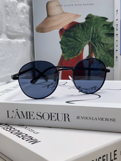 SIGNATURE ROUND SUNGLASS 581383 IN BLACK METAL