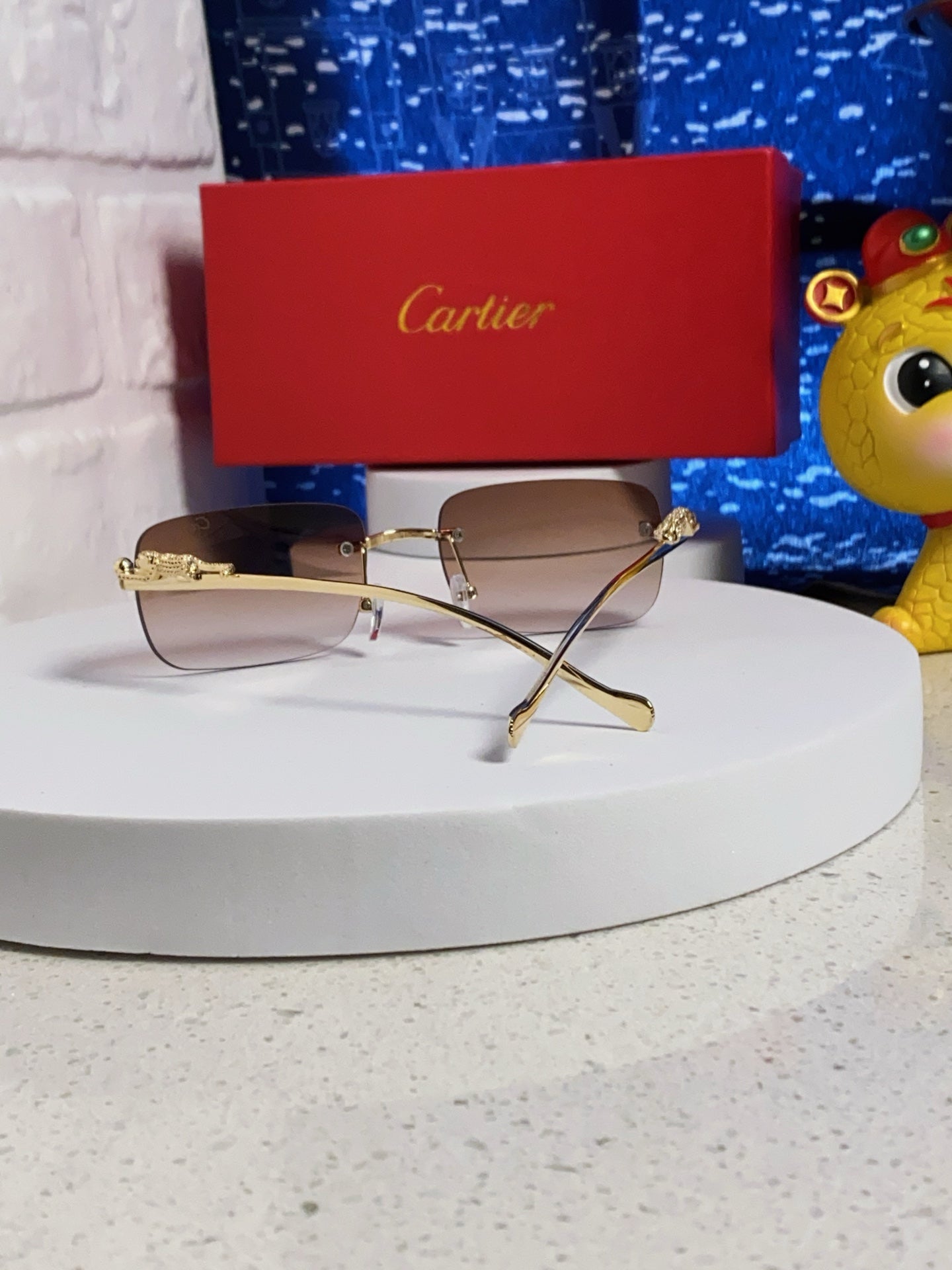 PANTHÈRE RECTANGULAR FRAME SUNGLASSES 567503 IN METAL