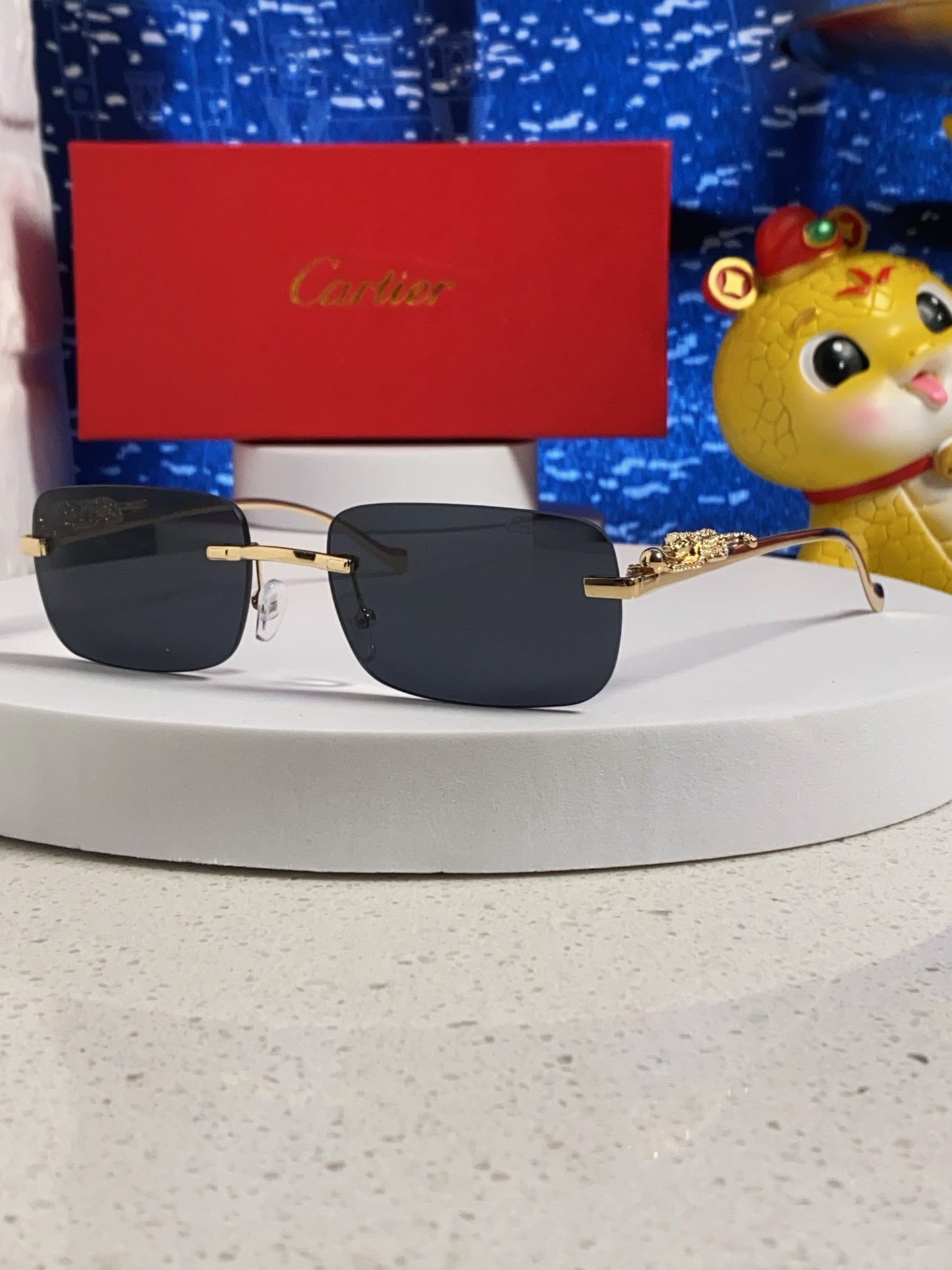PANTHÈRE RECTANGULAR FRAME SUNGLASSES 567503 IN METAL