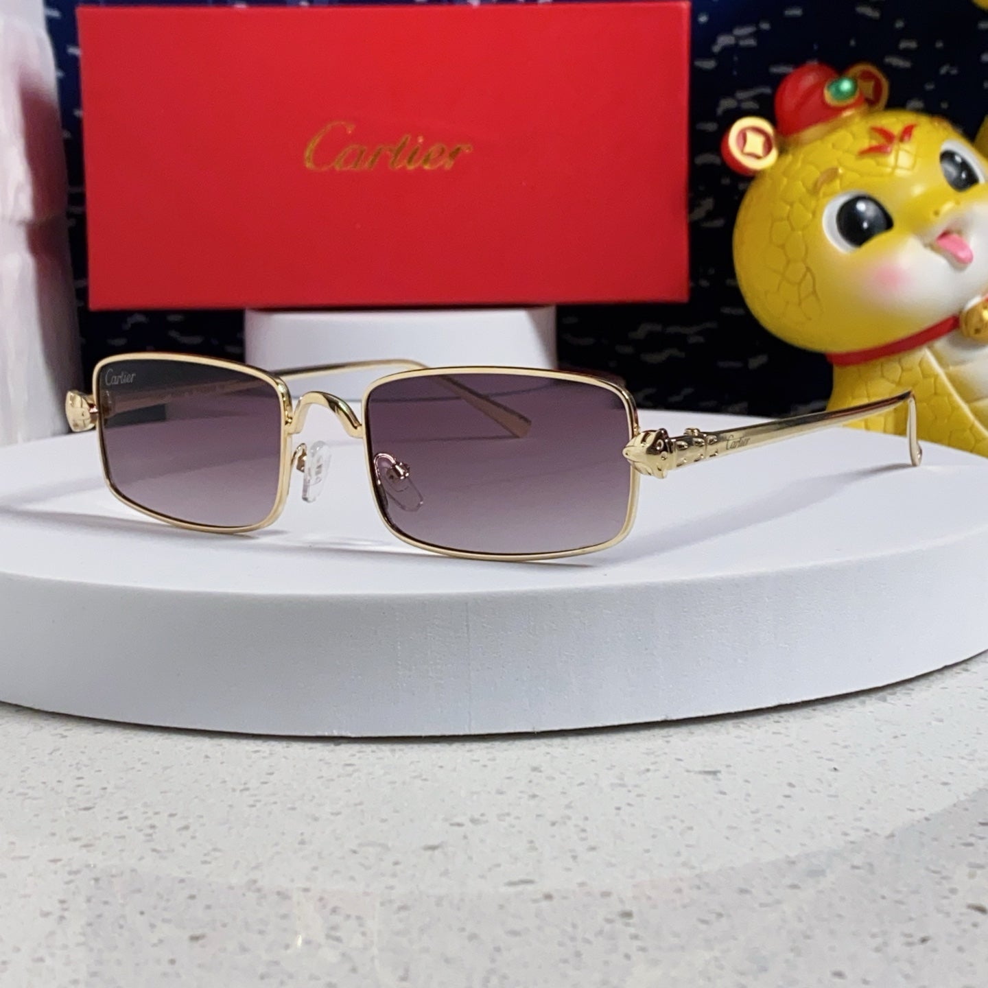 PANTHÈRE RECTANGULAR FRAME SUNGLASSES CT0473S IN METAL
