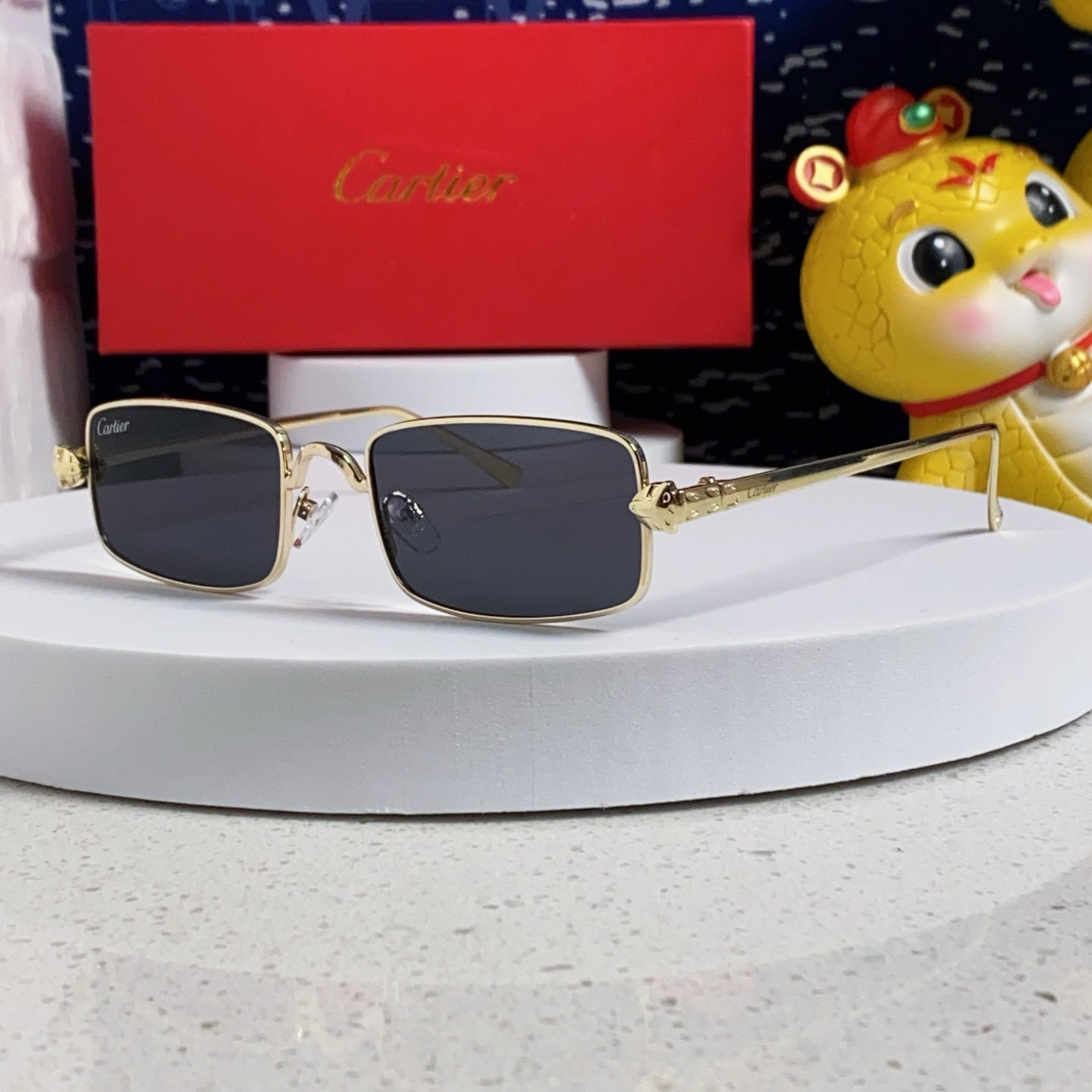 PANTHÈRE RECTANGULAR FRAME SUNGLASSES CT0473S IN METAL