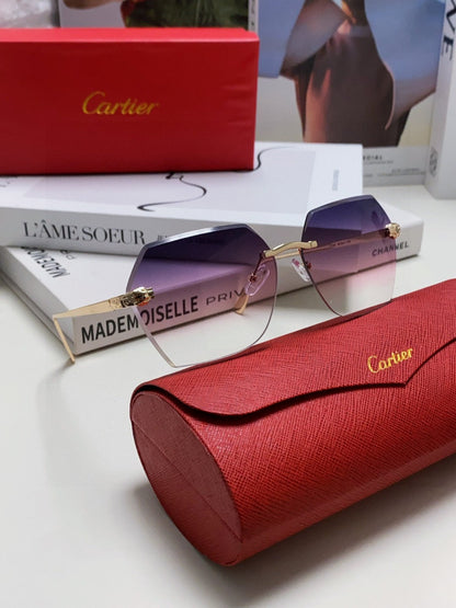 PANTHÈRE RIMLESS GEOMETRIC FRAME SUNGLASSES  539743 IN METAL
