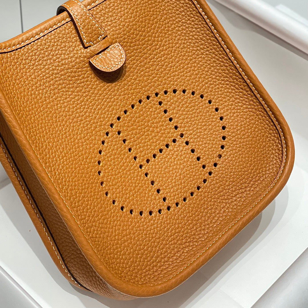 MINI NEO 18 EVELYNE BAG IN TAWNY BROWN GRAINED CALFSKIN