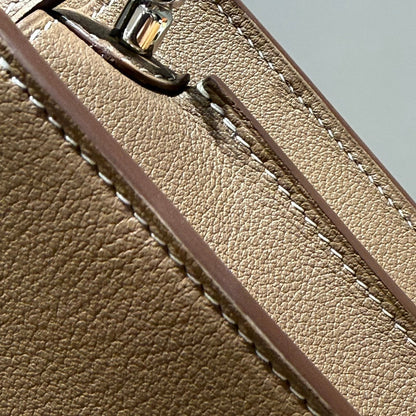 HM ROULIS 18 MINI BAG IN DARK BROWN CALFSKIN SILVER-TONE HARDWARE