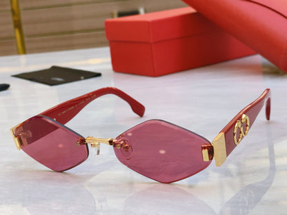 PANTHÈRE RHOMBUS FRAME SUNGLASSES CT00638S IN METAL AND ACETATE