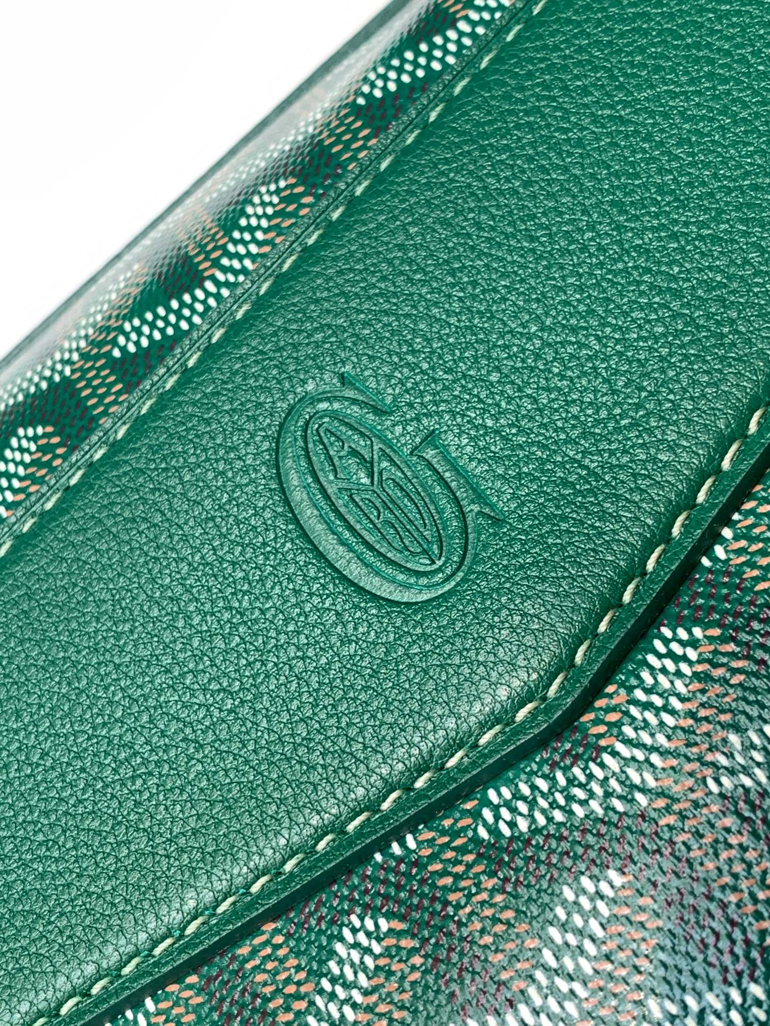 CISALPIN DOCUMENT CASE 39 IN GREEN GOYARDINE CANVAS AND CALFSKIN