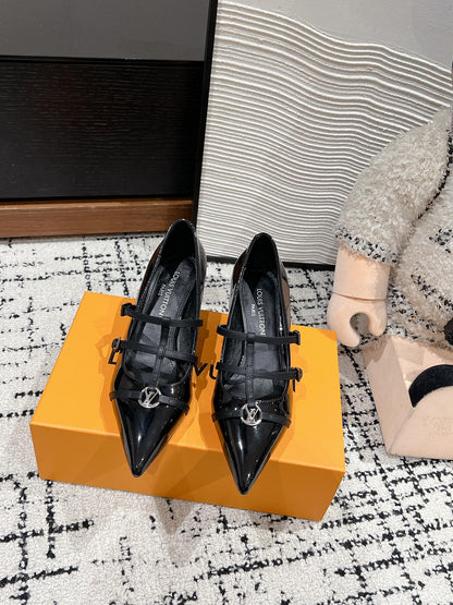 HIGH HEEL 4 CM PUMP IN BLACK CALFSKIN