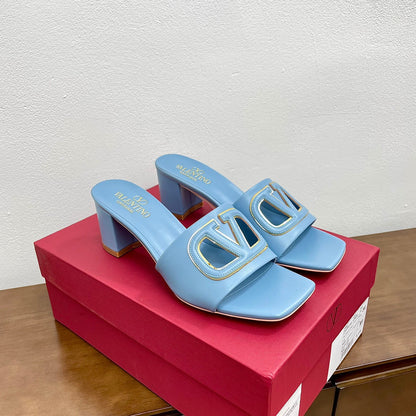 Vlogo Cut-Out 60 Sandal Baby Blue Calfskin