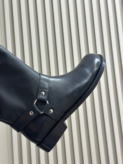 LW CAMPO BIKER BOOT BLACK CALFSKIN