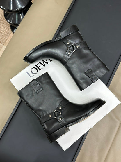 LW CAMPO BIKER BOOT BLACK CALFSKIN