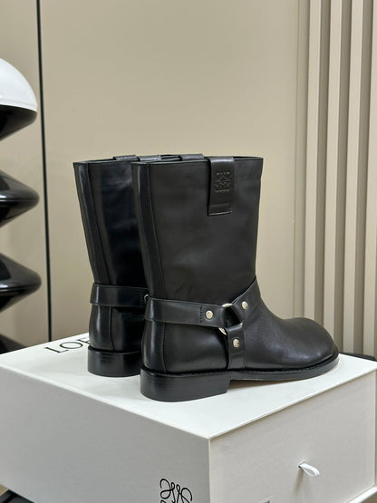 LW CAMPO BIKER BOOT BLACK CALFSKIN
