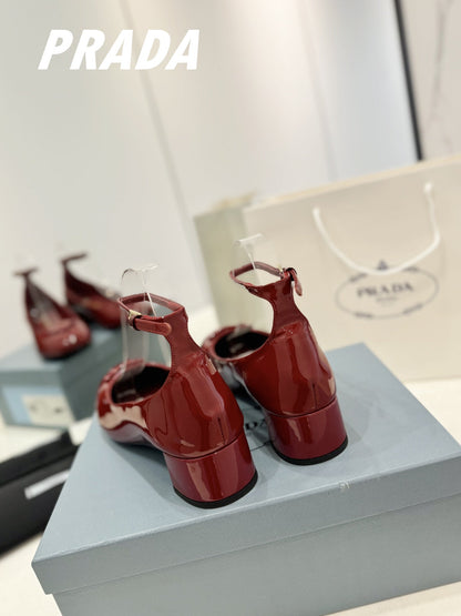 PRA NAPPA MARY JANE PUMPS JAM LAMBSKIN