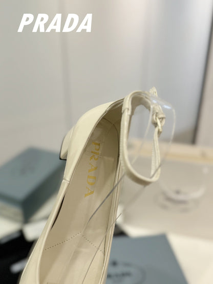 PRA NAPPA MARY JANE PUMPS CREAMY WHITE LAMBSKIN
