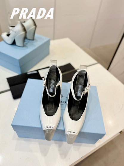 PRA BRUSHED PUMPS WHITE LAMBSKIN