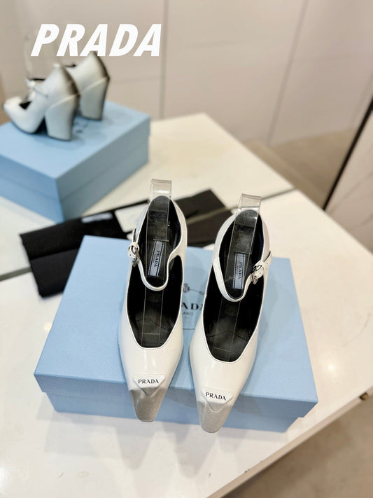 PRA BRUSHED PUMPS WHITE LAMBSKIN